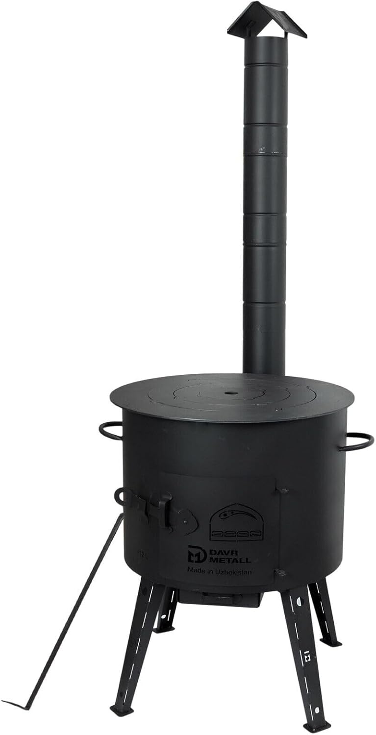 Utschak Campingofen mit Kazan, Adapter-Ringe mit WOK 22L