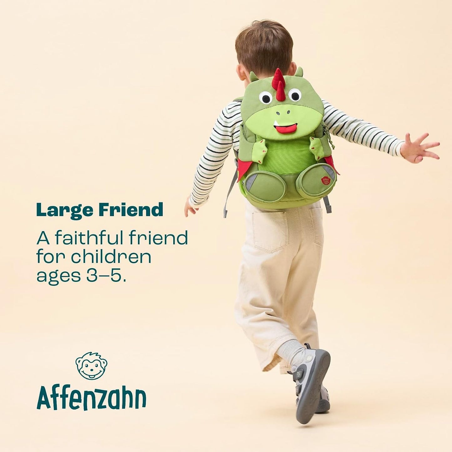 Kindergartenrucksack Grosser Freund, 8 L Drache - Grün