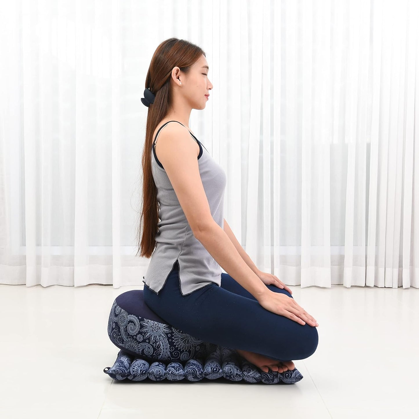 Meditationsset mit Zafu-Kissen und Zabuton Matte, Cbt1 - Blau