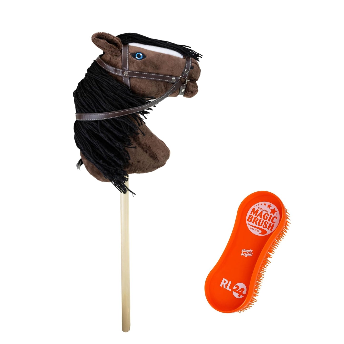 Hobby Horse Steckenpferd RL24 aus Plüsch mit Holzstock, Pferd (Braun)