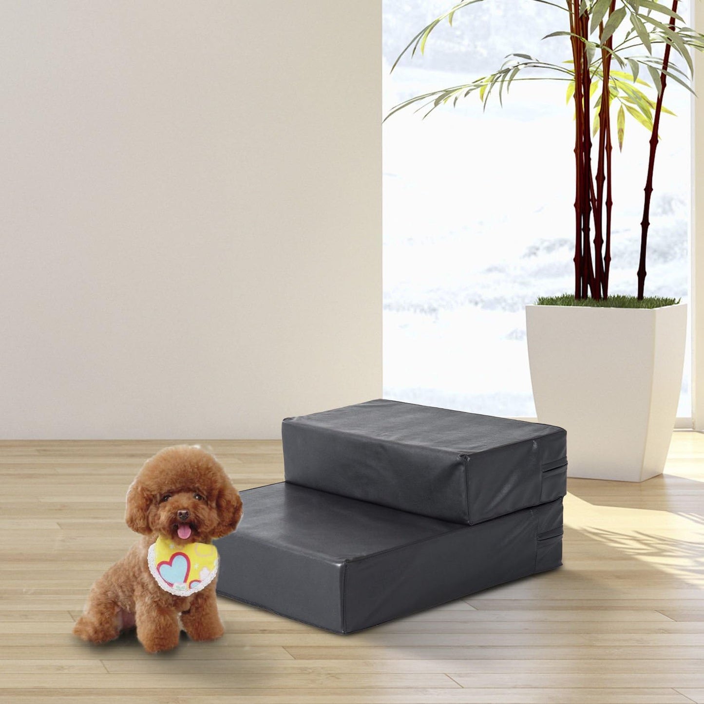 Klappbare Hundetreppe für Haustiere, schwarz L45 x B39 x H20 cm