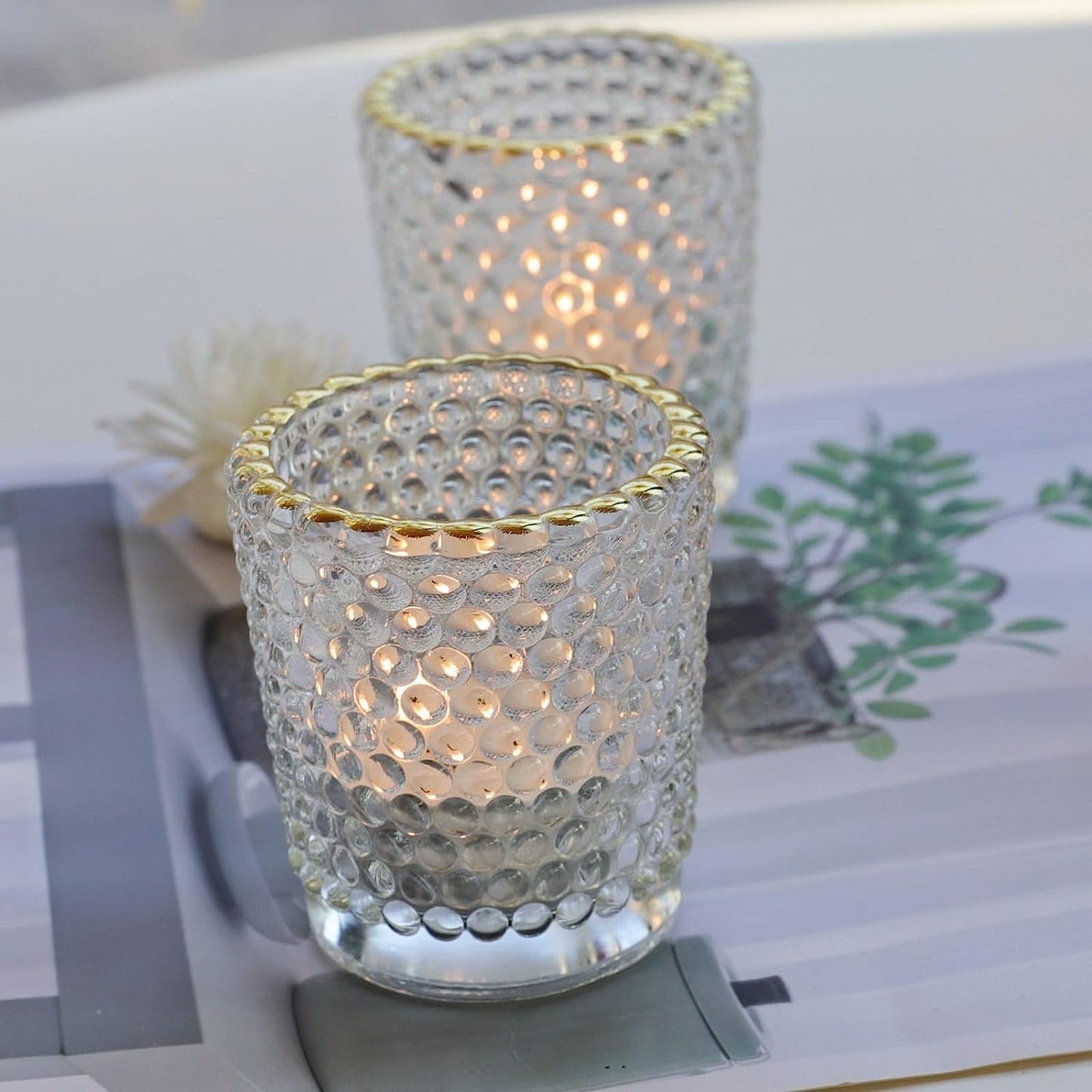Teelichtgläser-Set mit Goldrand (12 Stück), Transparent 6 x 5.5cm (Pack of 12)