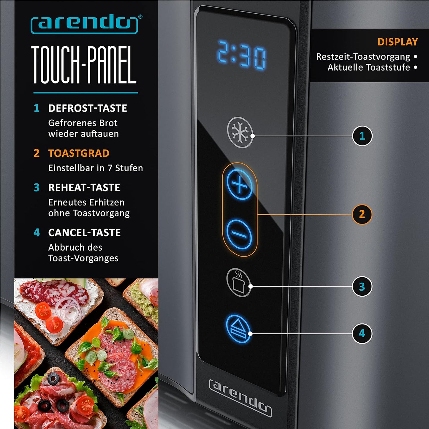 Langschlitz-Toaster mit Touchscreen, A: Cool Grey