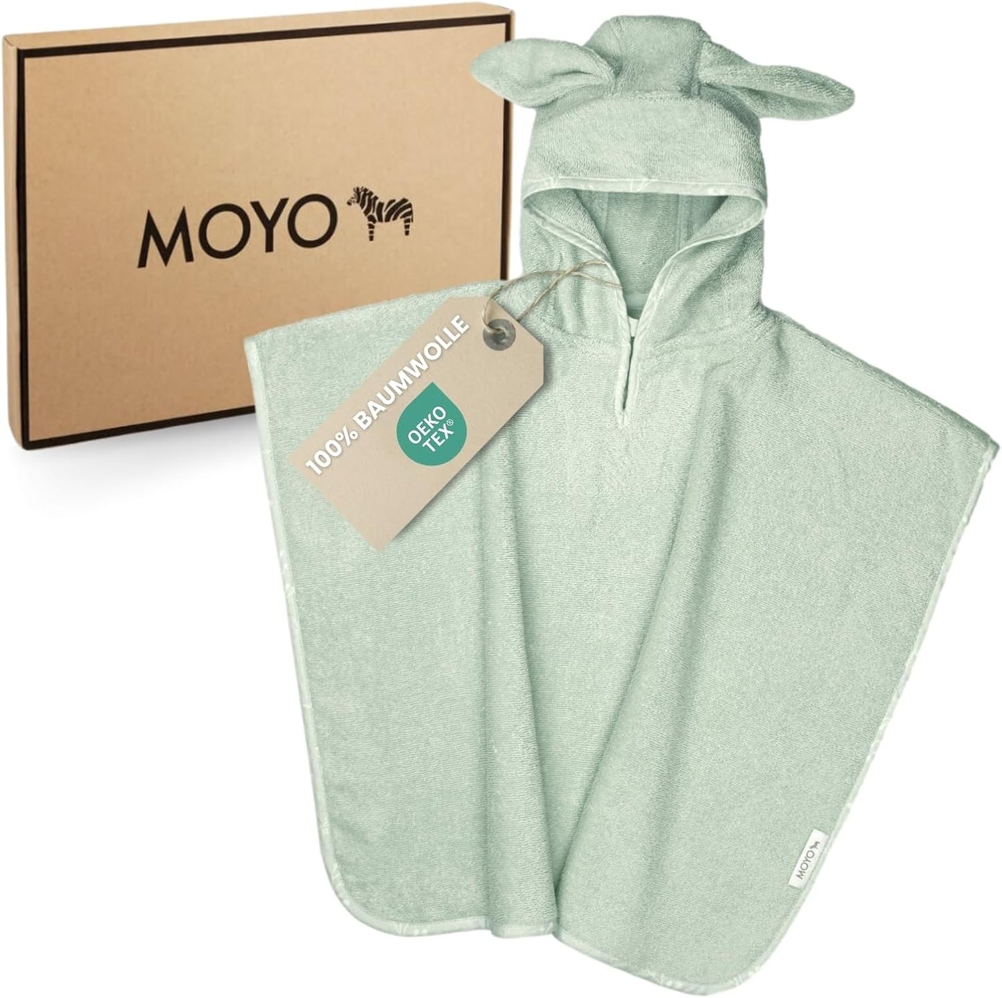 Badeponcho mit Hasenohren für Kinder, Mint Hasenohren