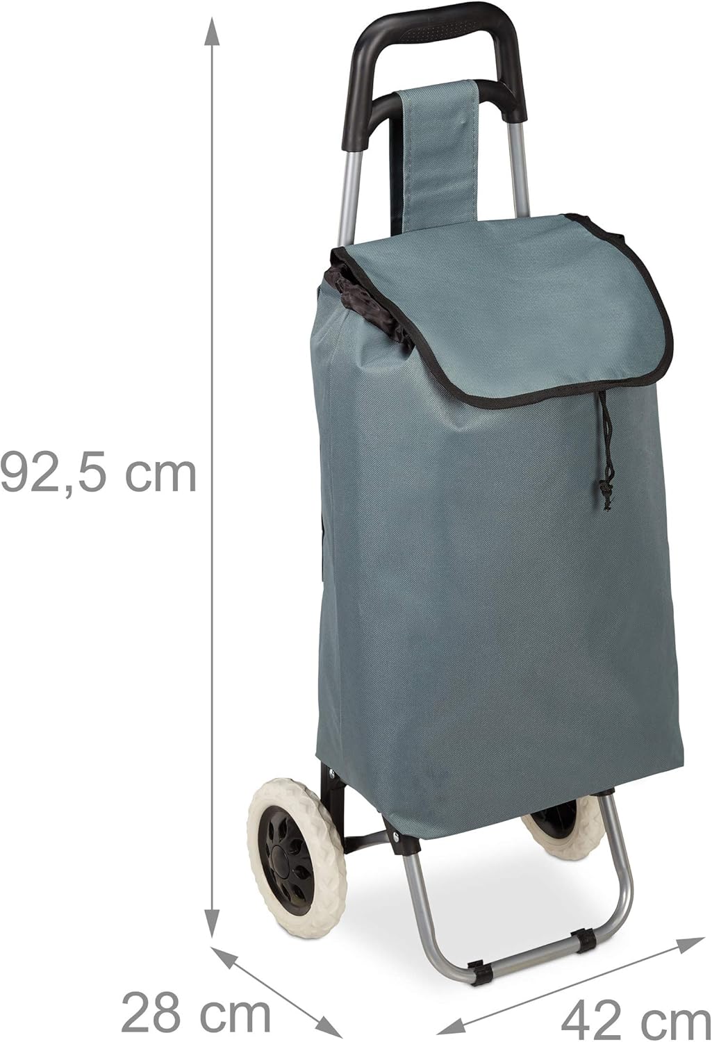Einkaufstrolley klappbar mit abnehmbarer Tasche, Grau