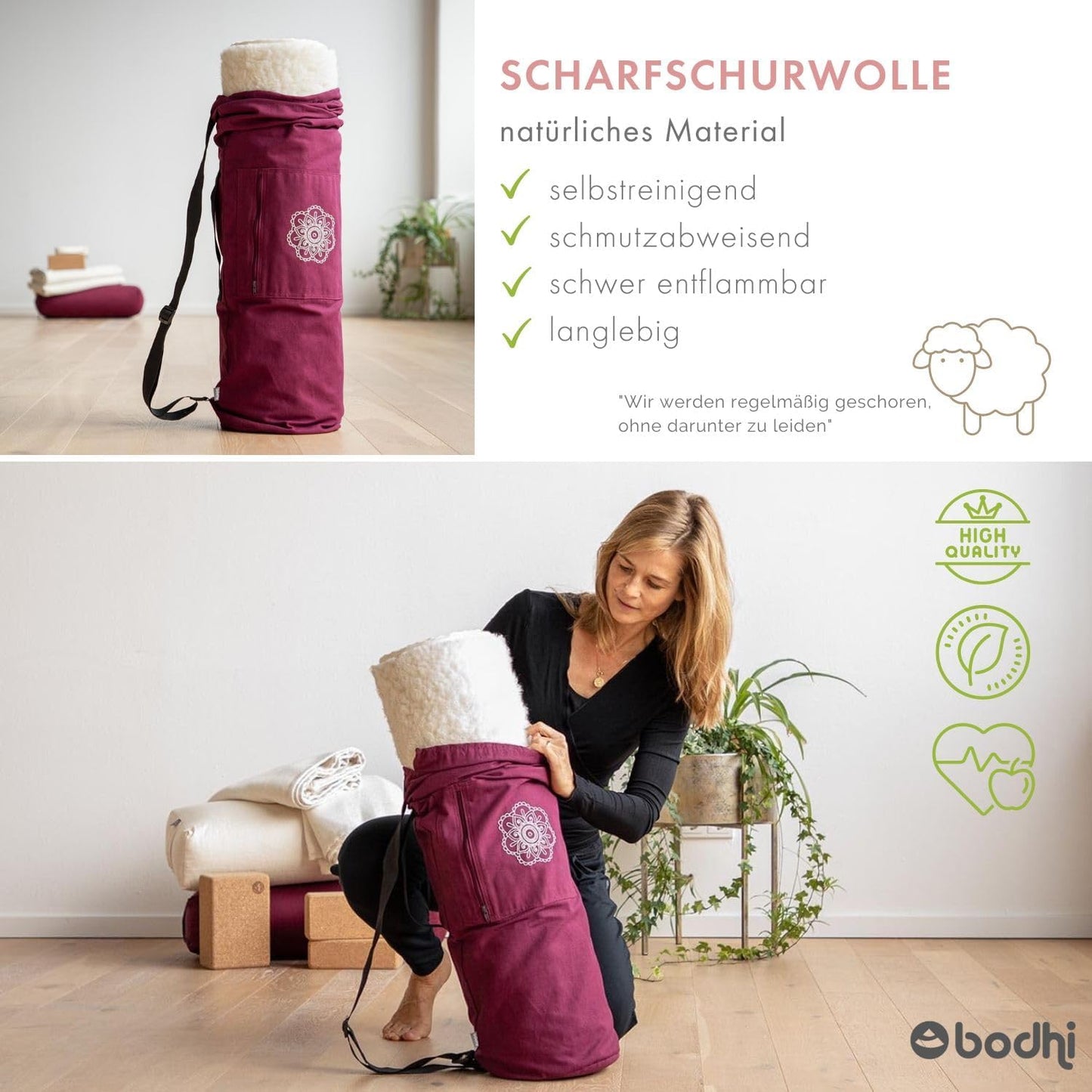 Schurwoll-Yogamatte Vishnu, 200x75 cm, 200x75 cm (1er Pack)