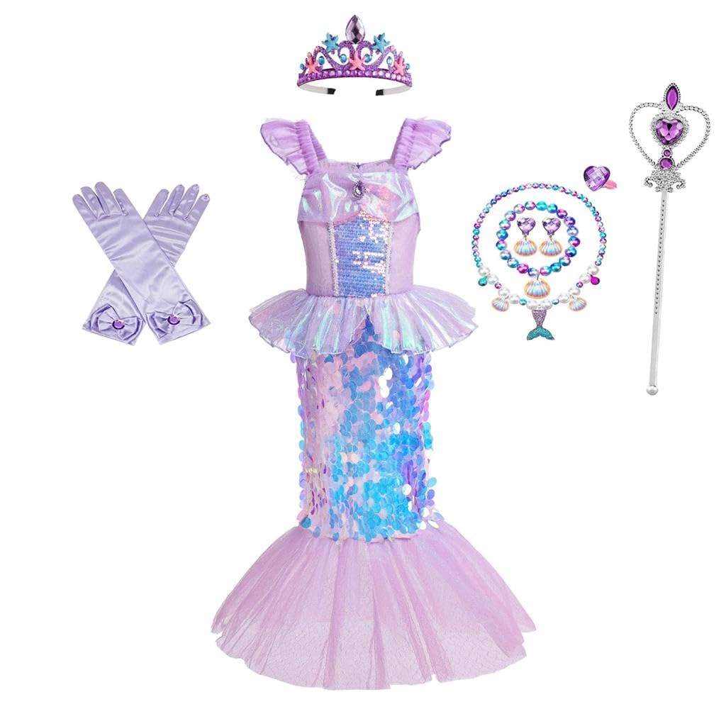Meerjungfrau-Kostüm, Kleid mit Accessoires 4-5 Jahre