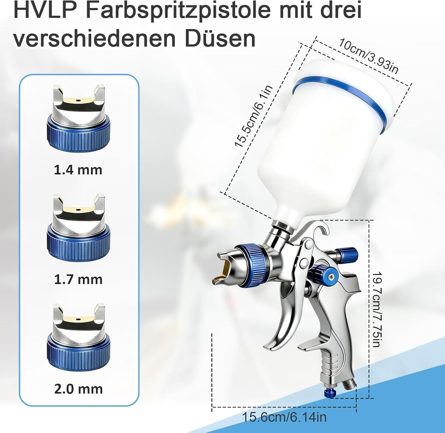 HVLP Lackierpistole-Kit mit 3 Düsen und Druckregler