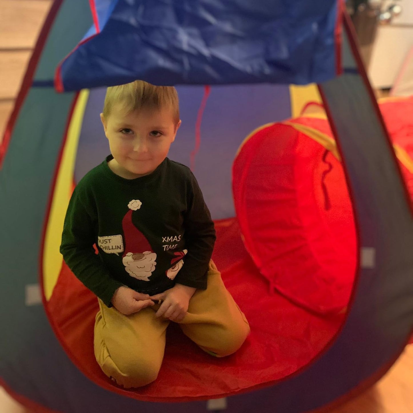 3-teiliges Pop-Up Kinderspielzelt mit Tunnel