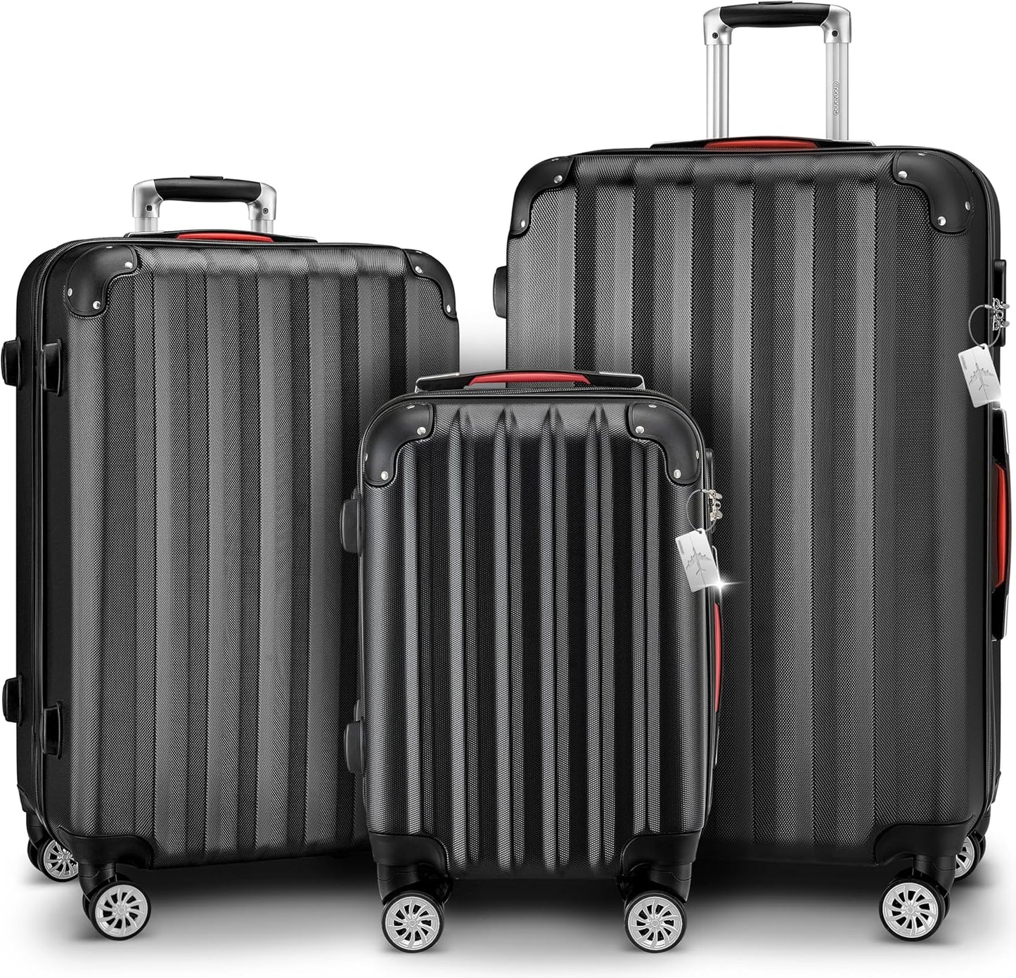 3-teiliges Hartschalenkoffer-Set, Schwarz