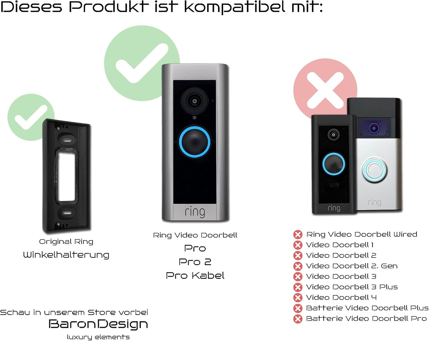 Edelstahl Blende für Ring Video Doorbell Pro, Gebürstet