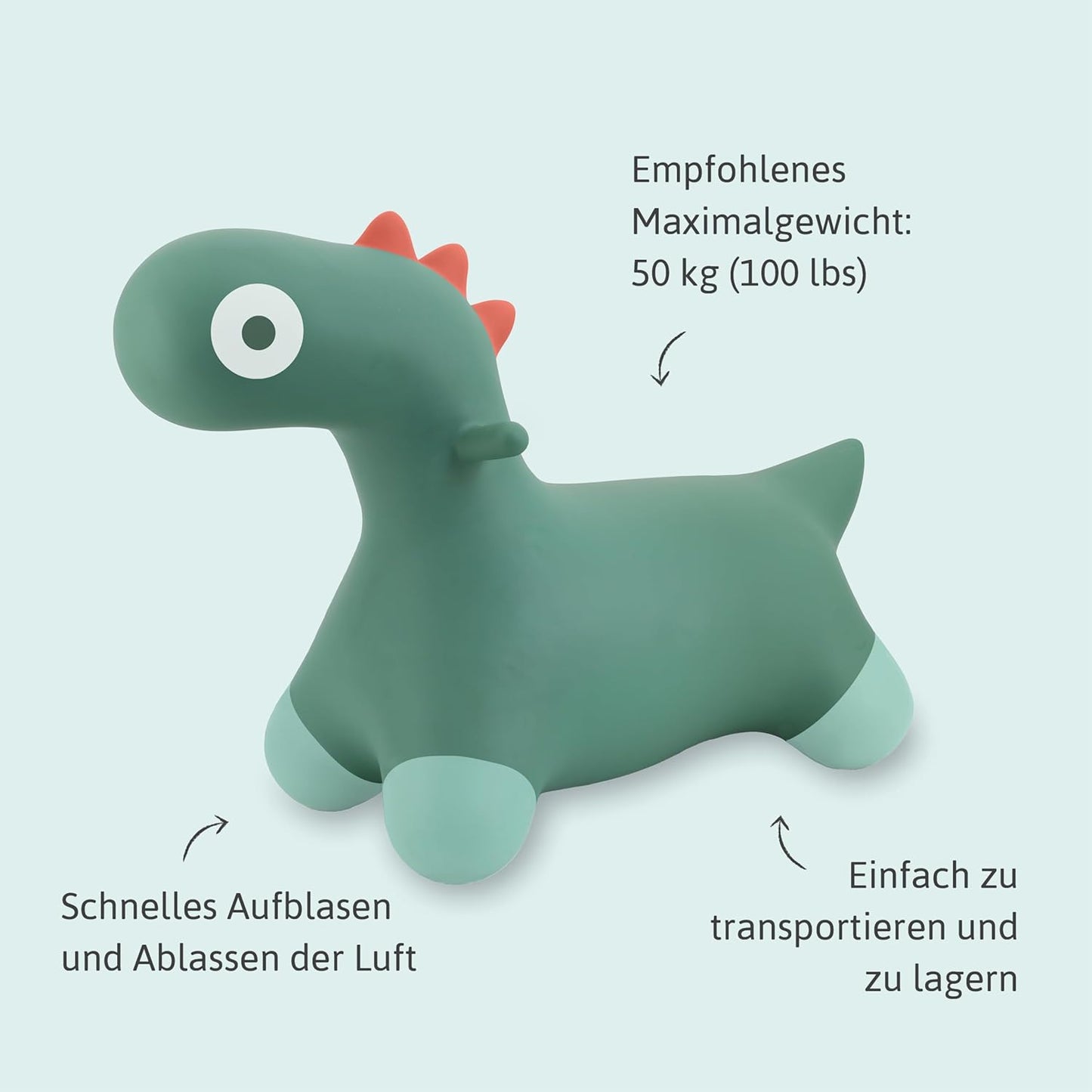 Aufblasbares Spielzeug Hoppi Dino, grün