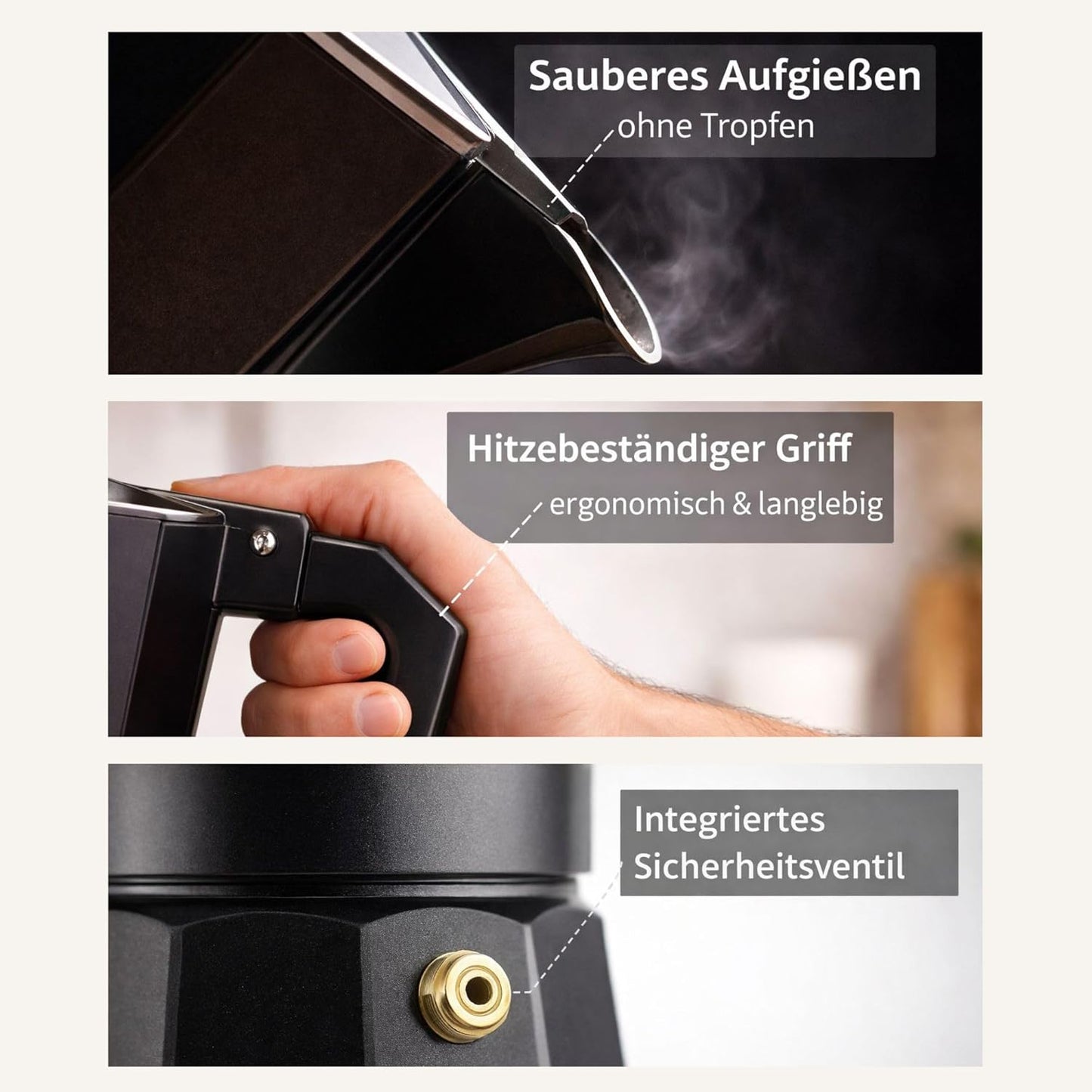 Espressokocher Set für 6 Tassen mit Zubehör
