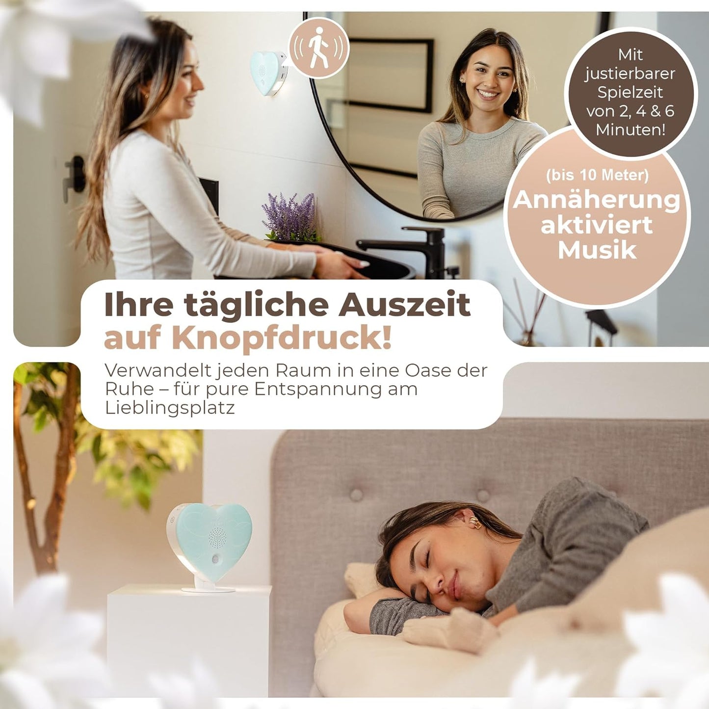 Naturgeräusch-Box mit Bewegungsmelder, Pastell-grün Herz