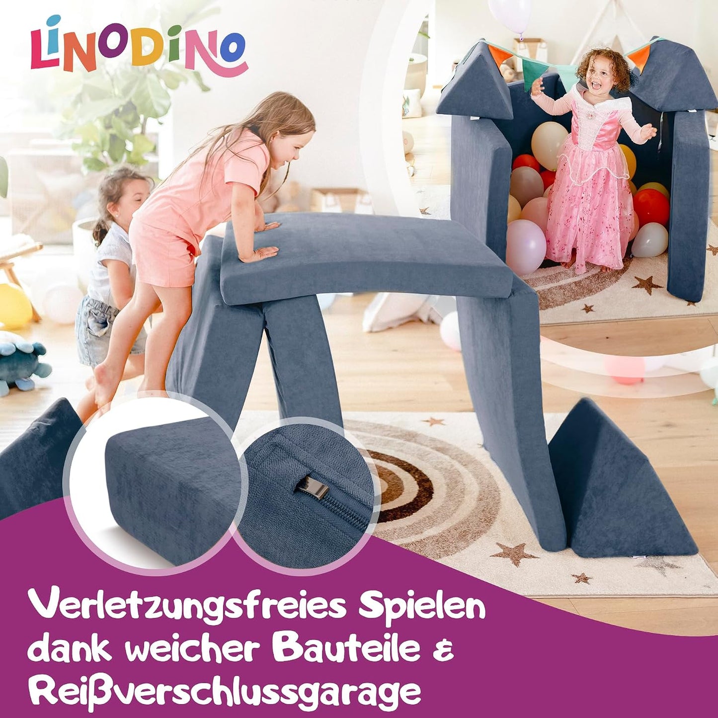 Spielsofa für Kinder, Drachenschuppen Blau