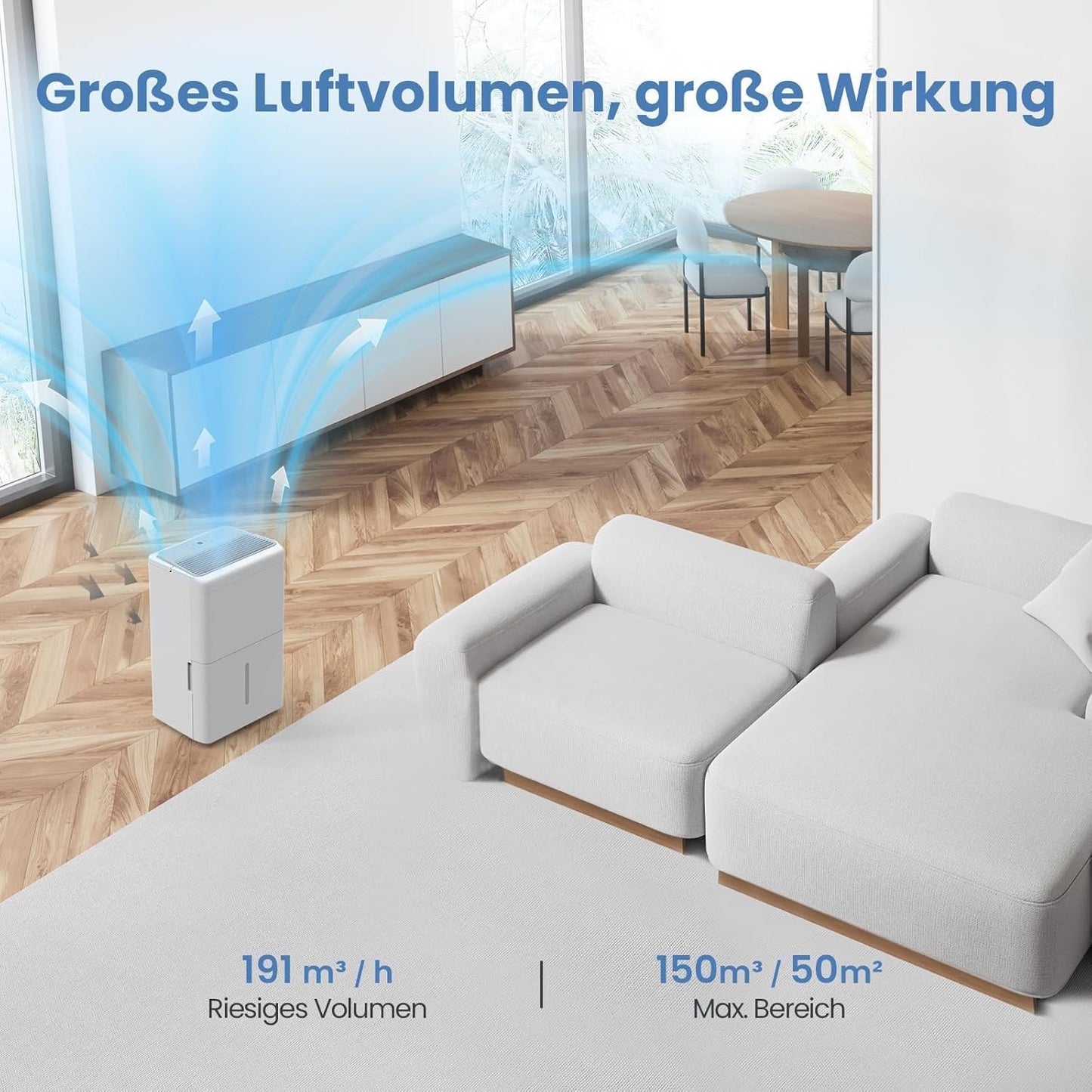 Elektrischer Luftentfeuchter mit Timer & Filter, 20L-50㎡