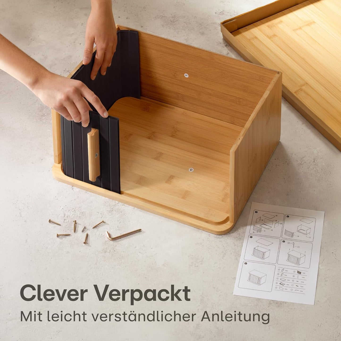 Brotkasten mit Schiebetür, Schwarz