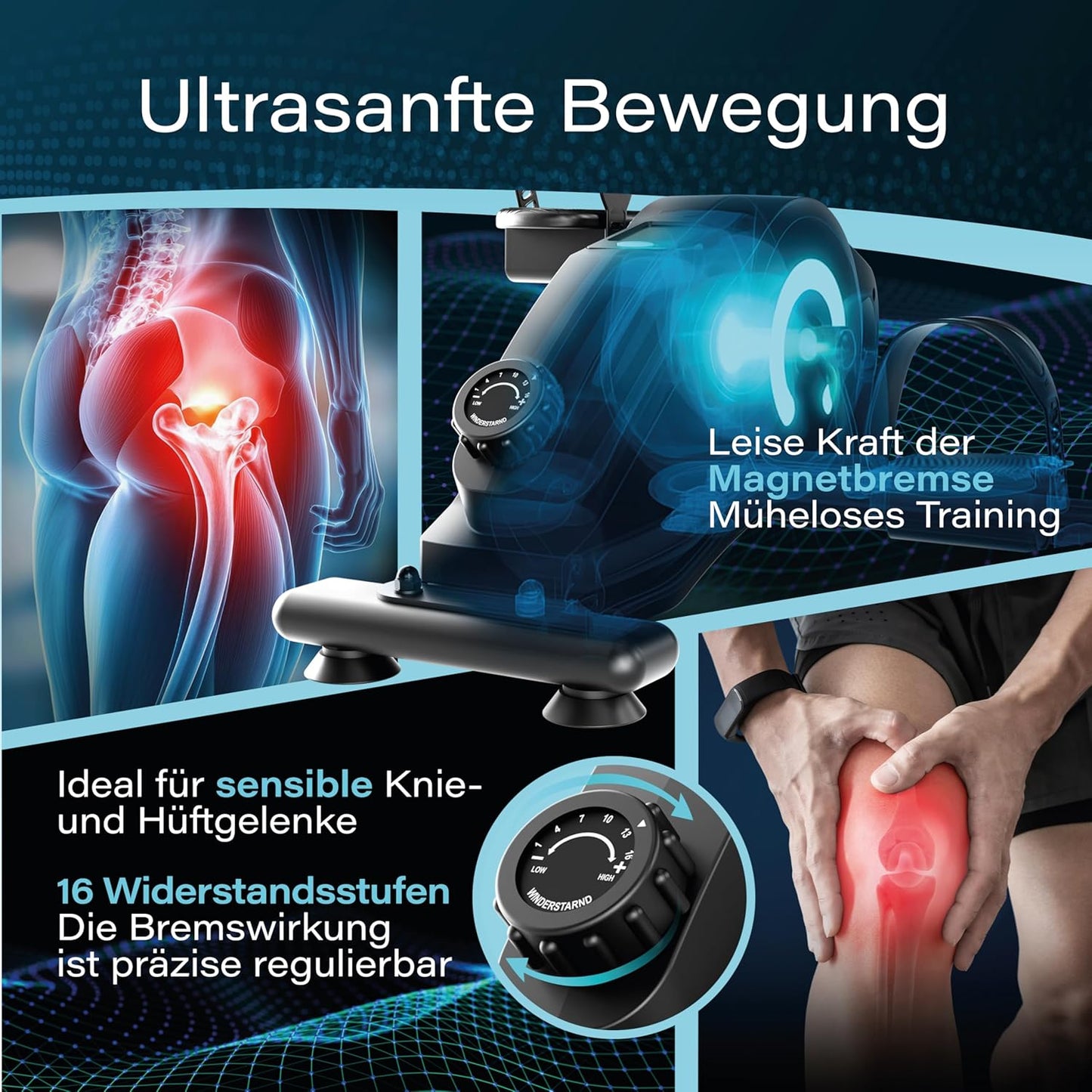 Pedaltrainer Ergometer-Set mit Magnetbremse