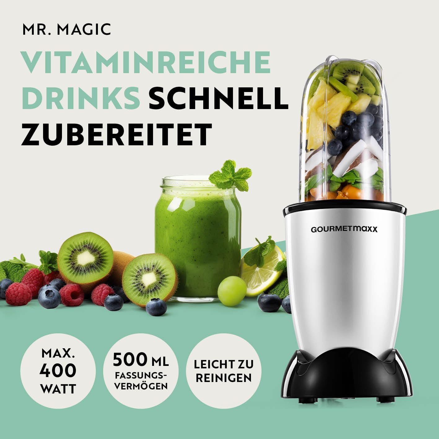 Mr. Magic Mixer, Silber-schwarz | 400 W Power + | M-set