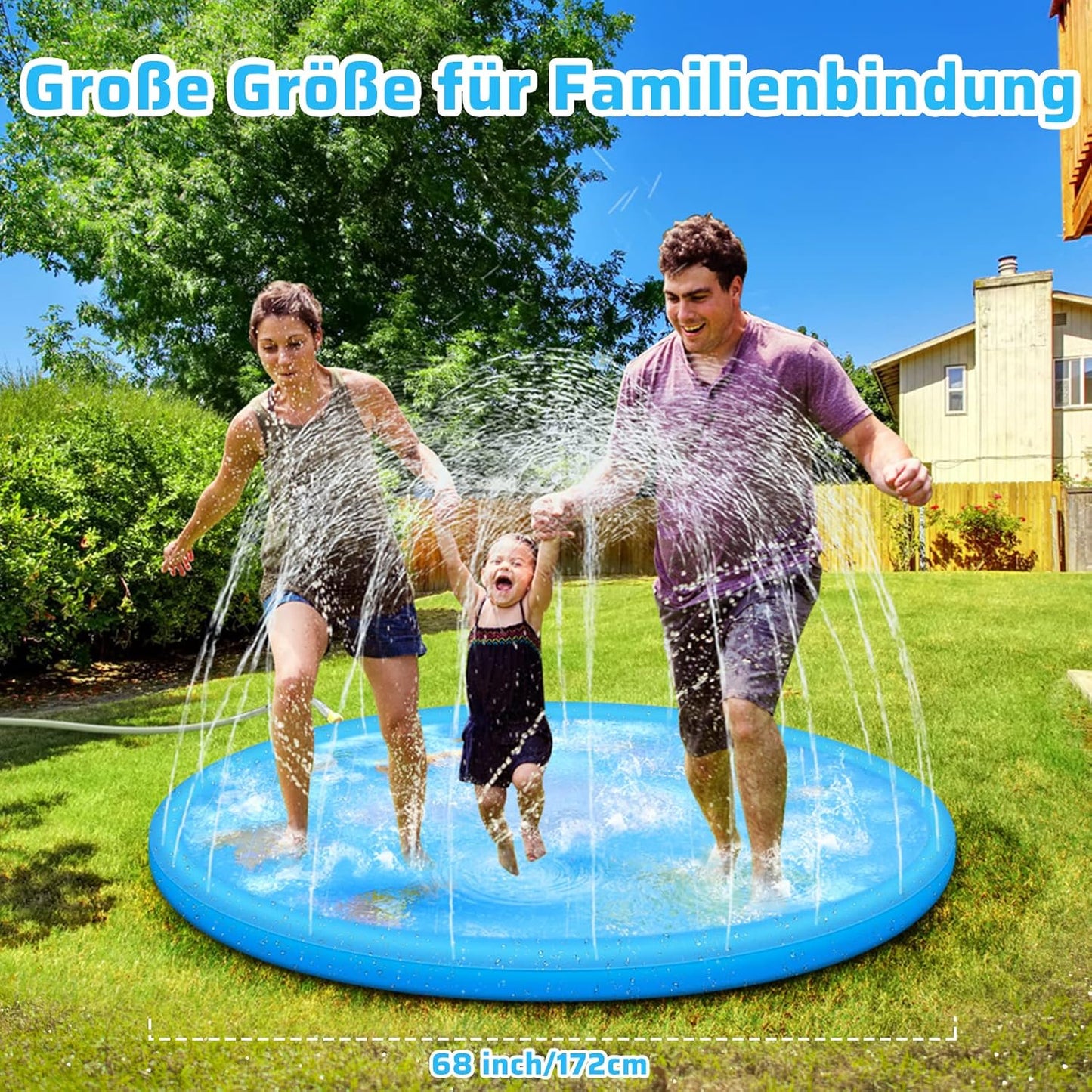 Splash Pad - Sprinkler-Wassermatte für Kinder & Haustiere, Blau