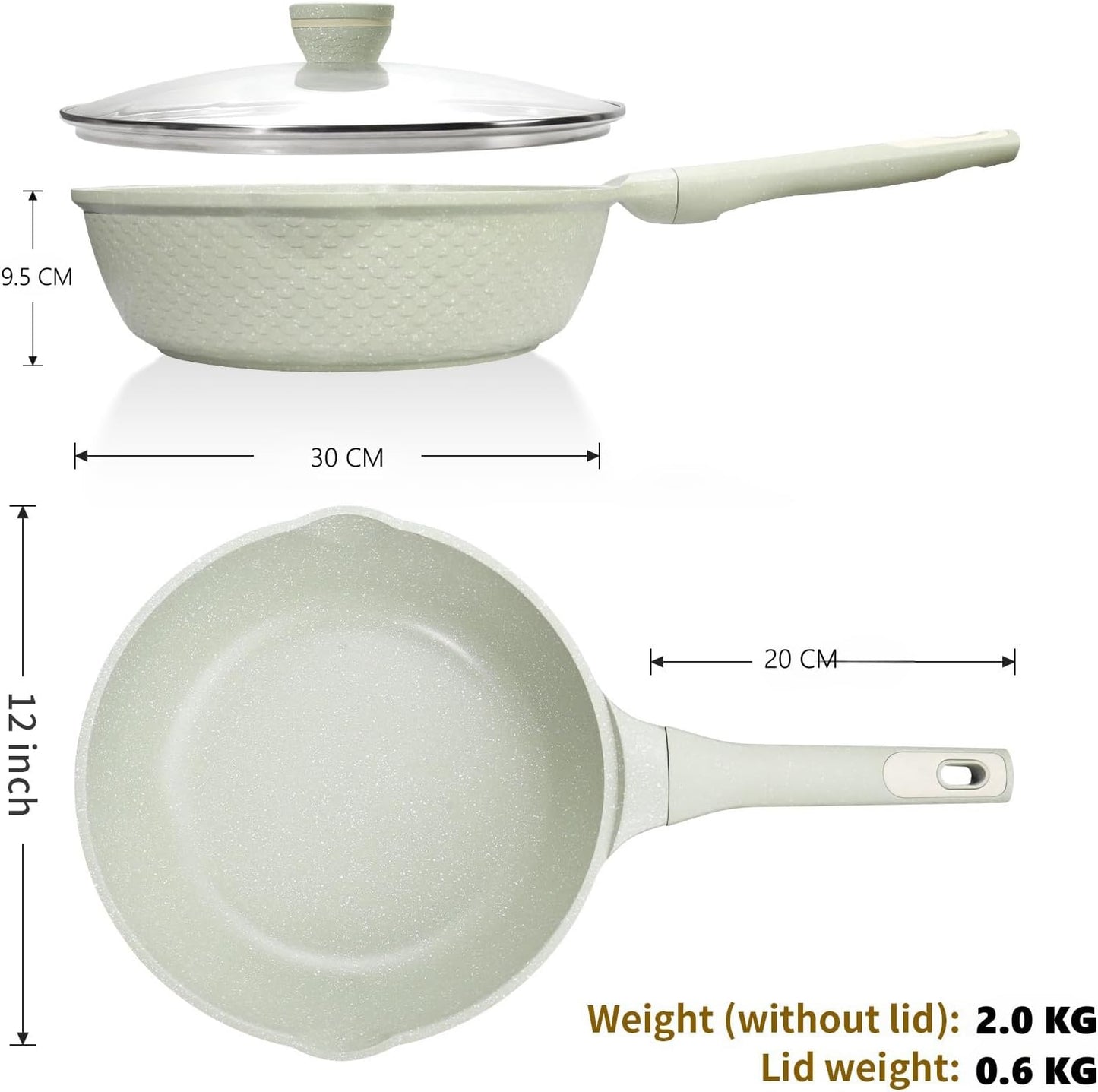 Wokpfanne mit Deckel, Wokpfanne mit Deckel 30 Cm