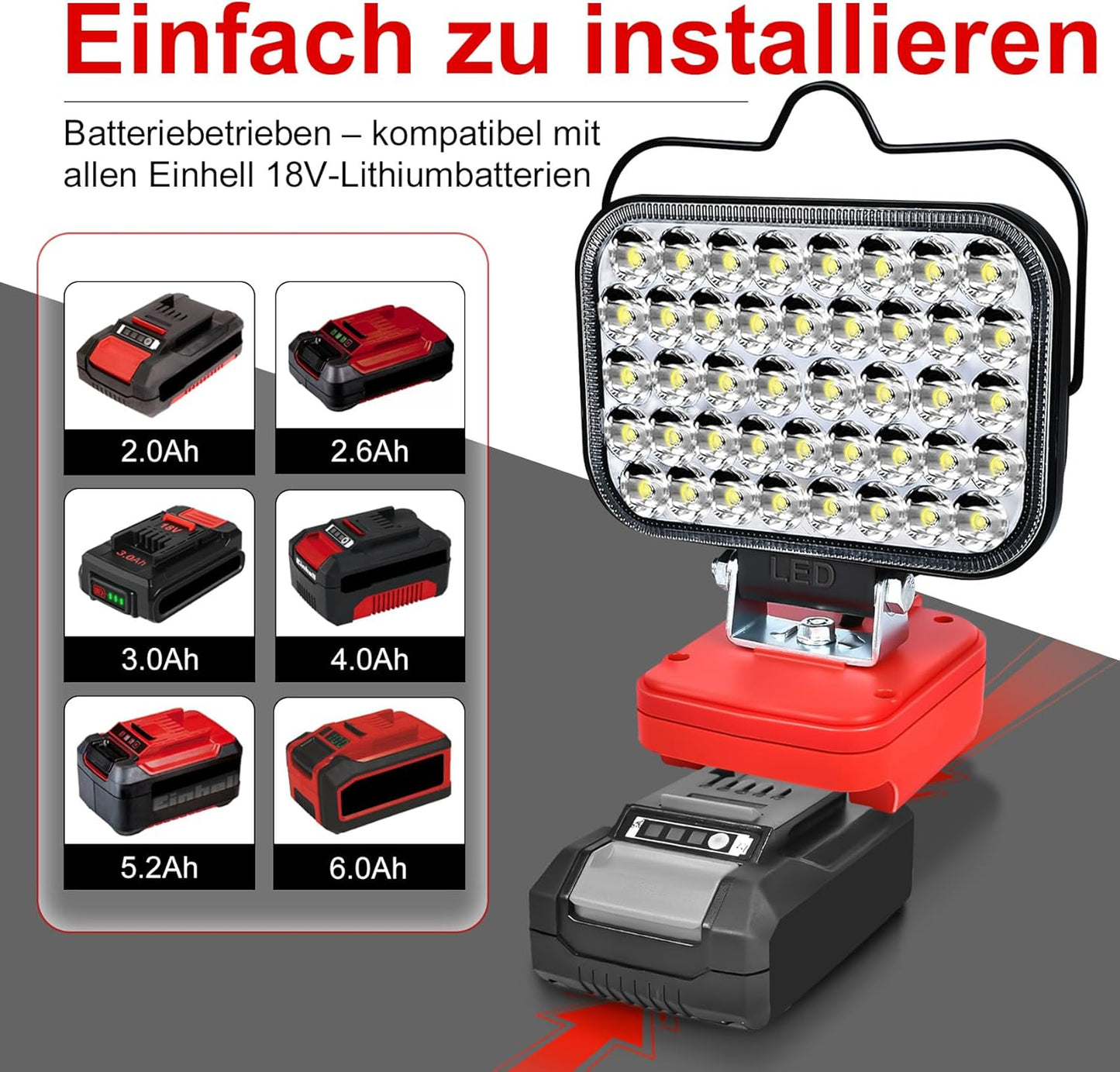 LED-Akku-Lampe, Für Einhell 18V