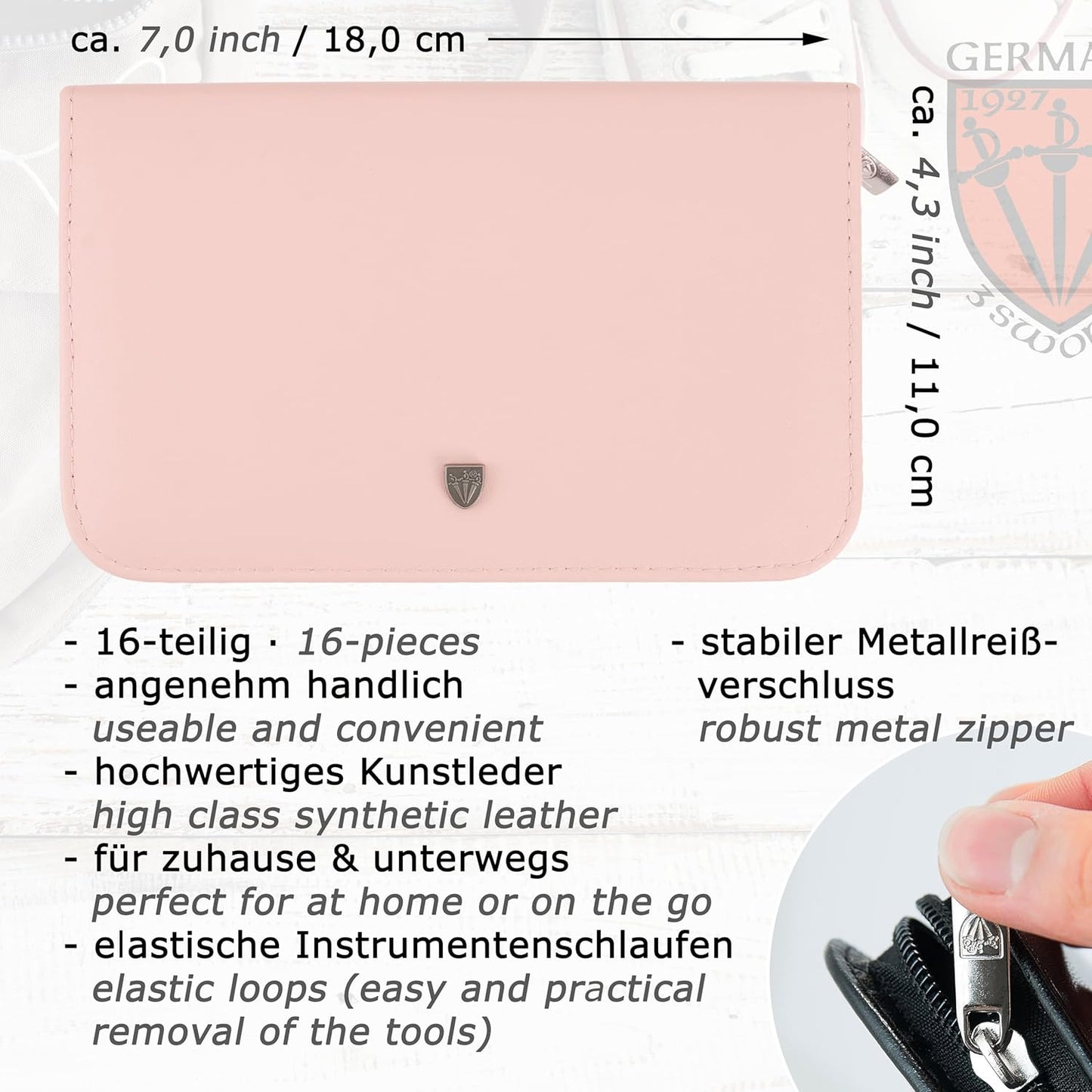 16-teiliges Nagelpflege Set Cinisello, ROSA / KUNSTLEDER