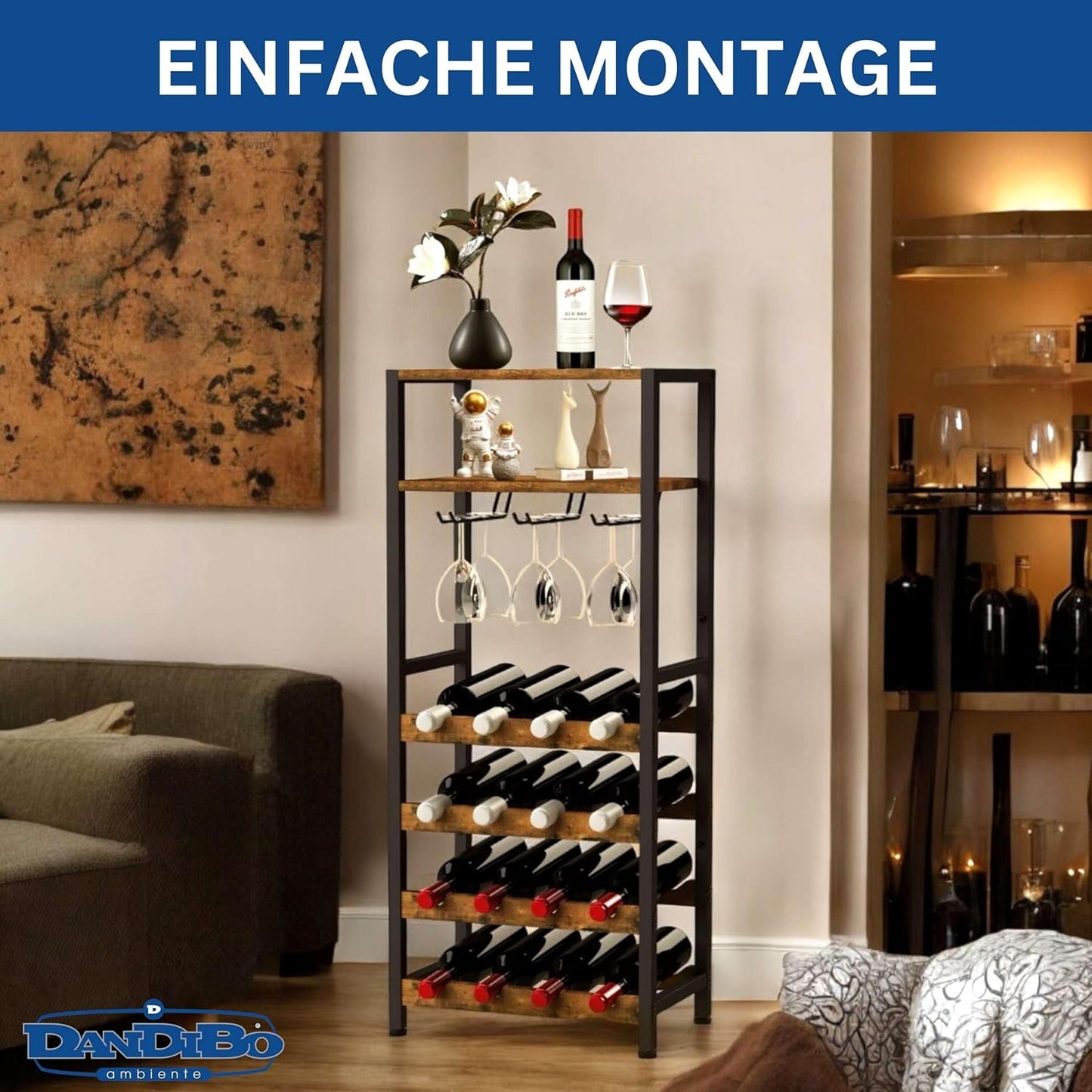Weinregal mit Glashalter