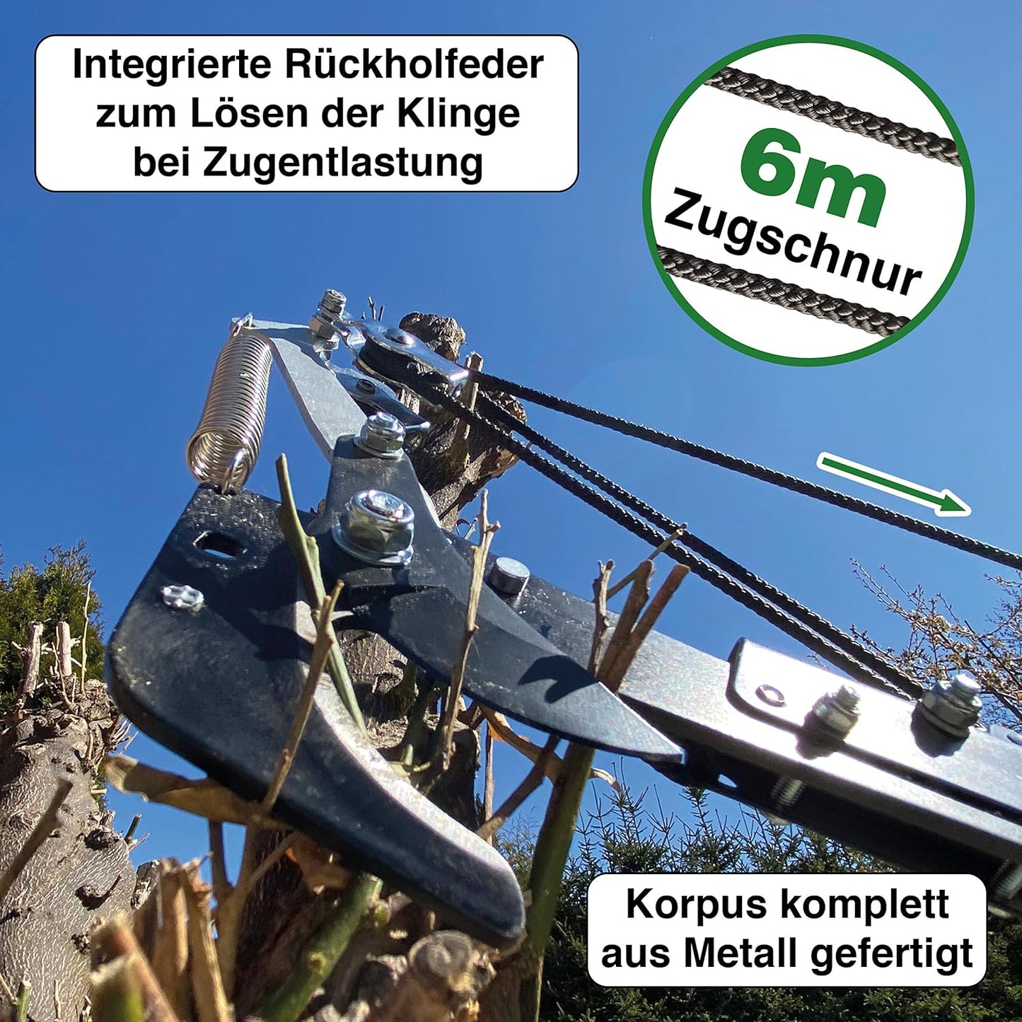 Anbauwerkzeug Raupenschere, 6m Zugschnur