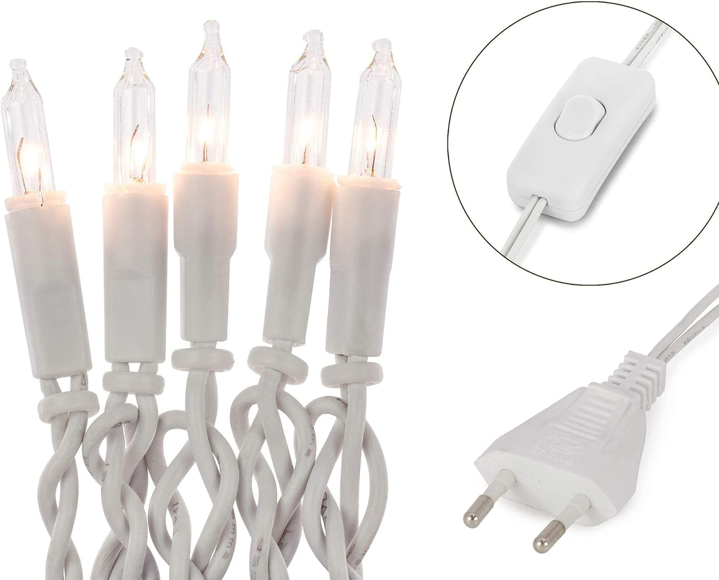 832051, Warmweiss / Schaft Weiss (Schalter), 20 Lichter/beleuchtet 285 cm