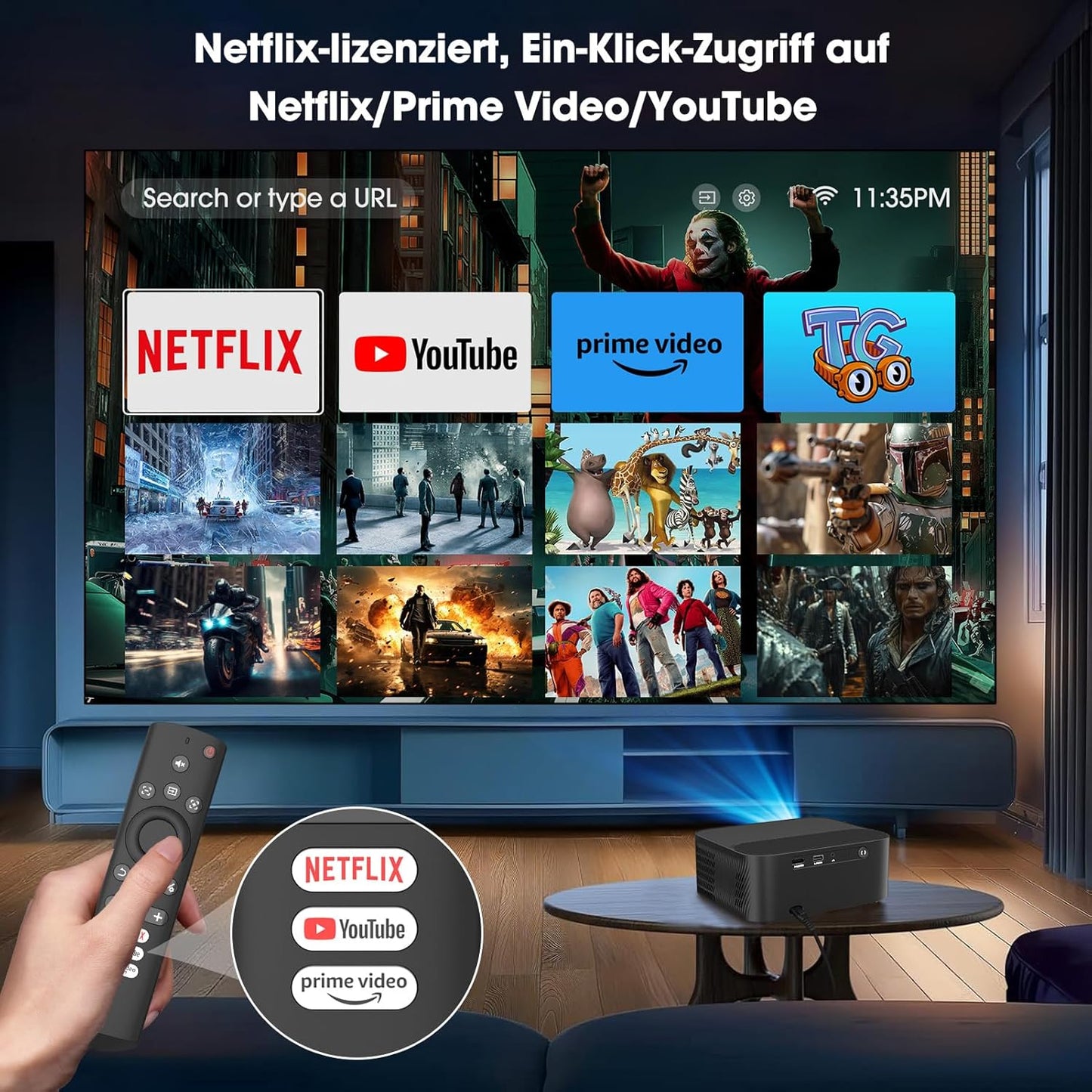 4K Heimkino Beamer YG381 mit Autofokus & Dolby Audio, 1200 ANSI