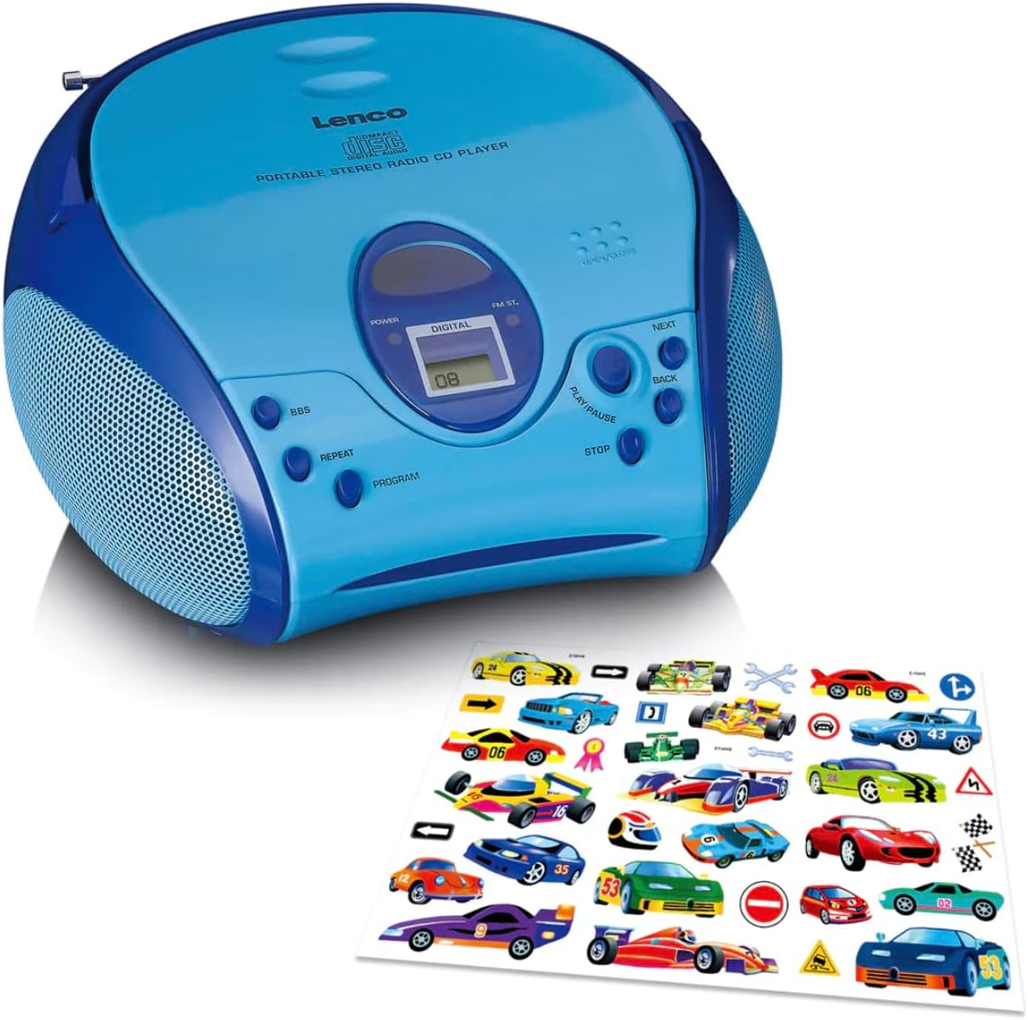 SCD-24 CD-Player mit Aufklebern, Mit Aufklebern Blau