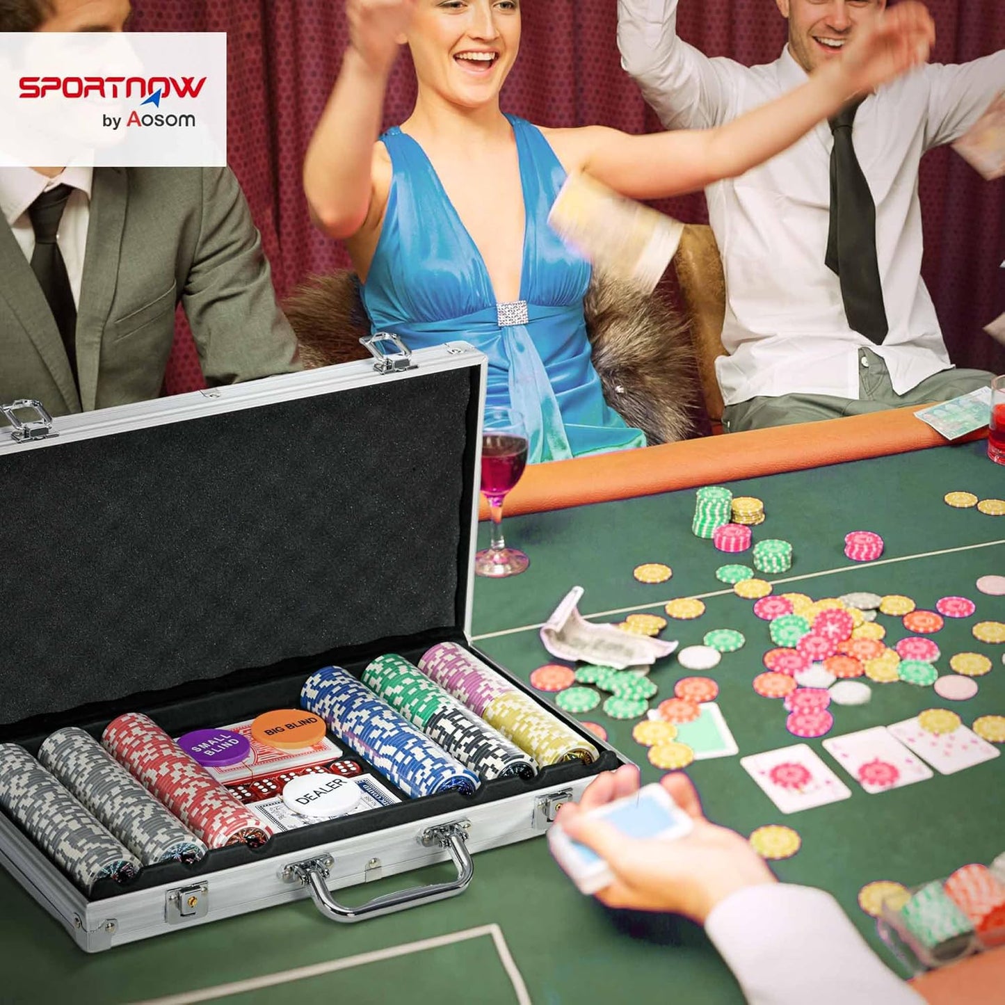 Pokerkoffer mit 500 Chips, 56L x 23,5B x 6,5H cm