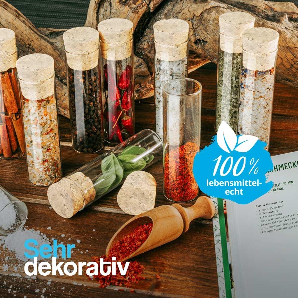 25er-Set Gewürzgläser mit Natur-Korken, 130 x Ø30 mm