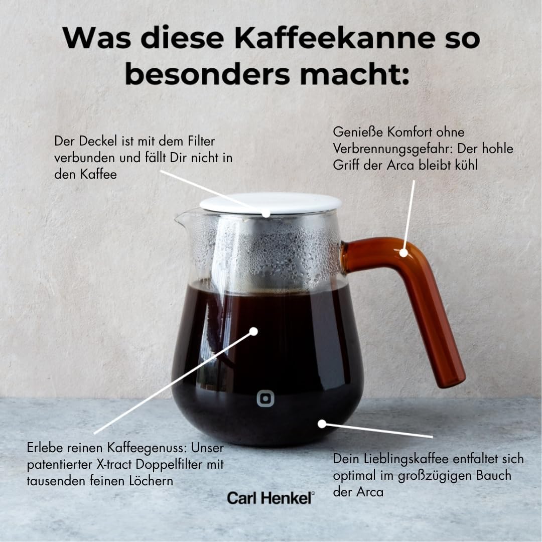 Glas Kaffeekanne mit Edelstahlfilter 1,0l, Amber 1,0 Liter