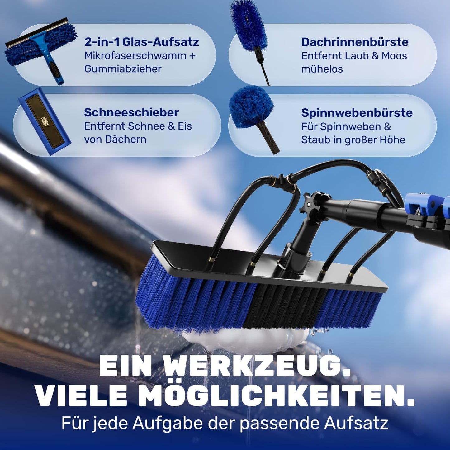 Teleskop Waschbürste mit Schneeschieber