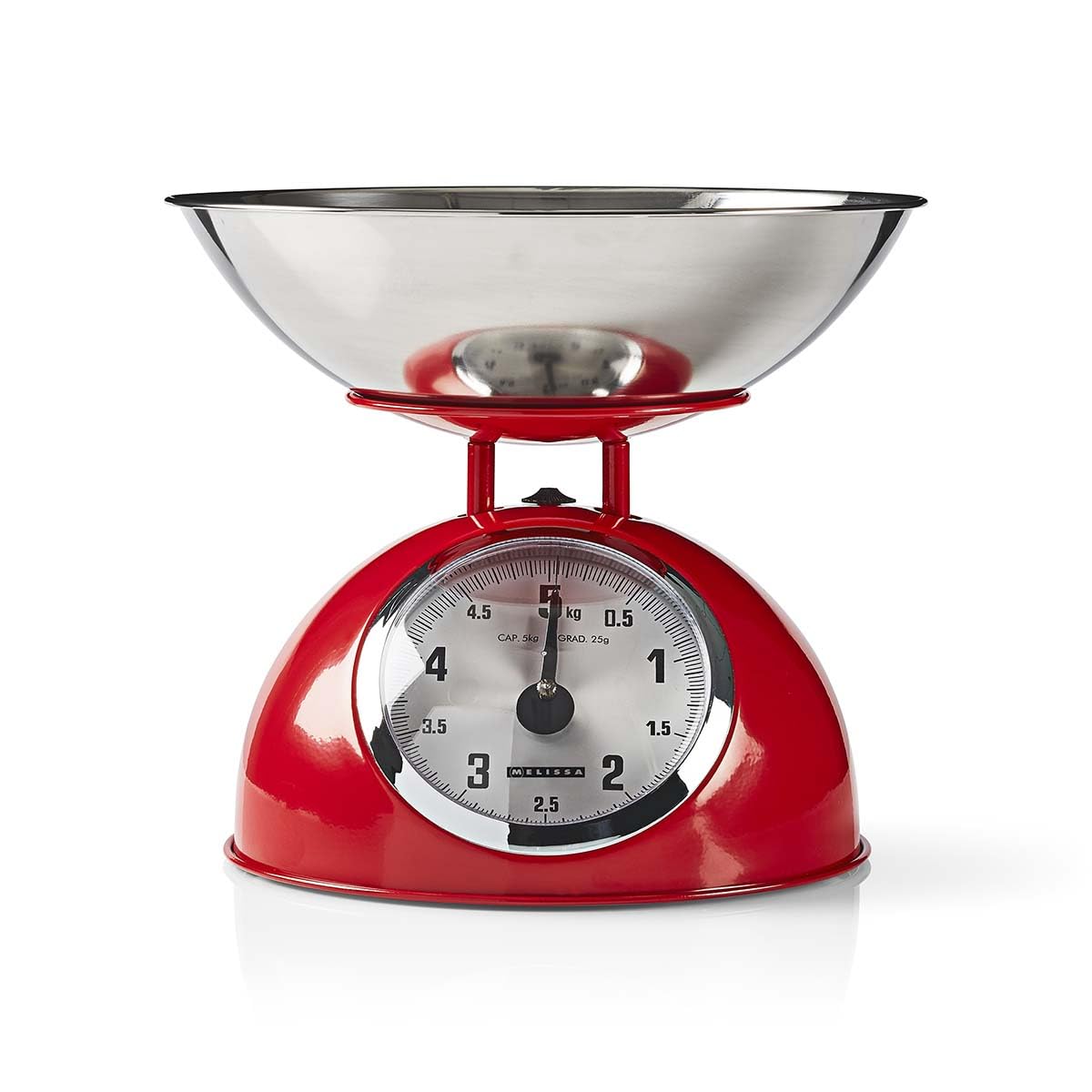 Retro-Küchenwaage | Analog | Metallgehäuse | Abnehmbare Schale | Max. 5kg | 25-Gramm-Schritt
