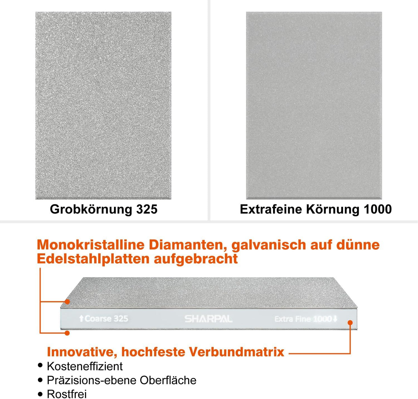 Diamant-Schleifstein Doppelseitig, 325 & 1000 Körnung