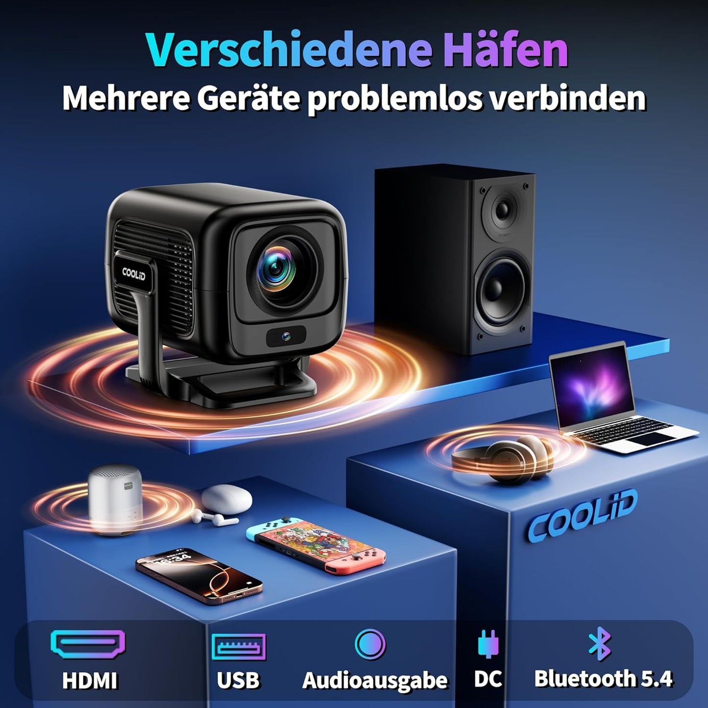 4K Autofokus Projektor C3 mit 5G WiFi und BT 5.4, Black-C3