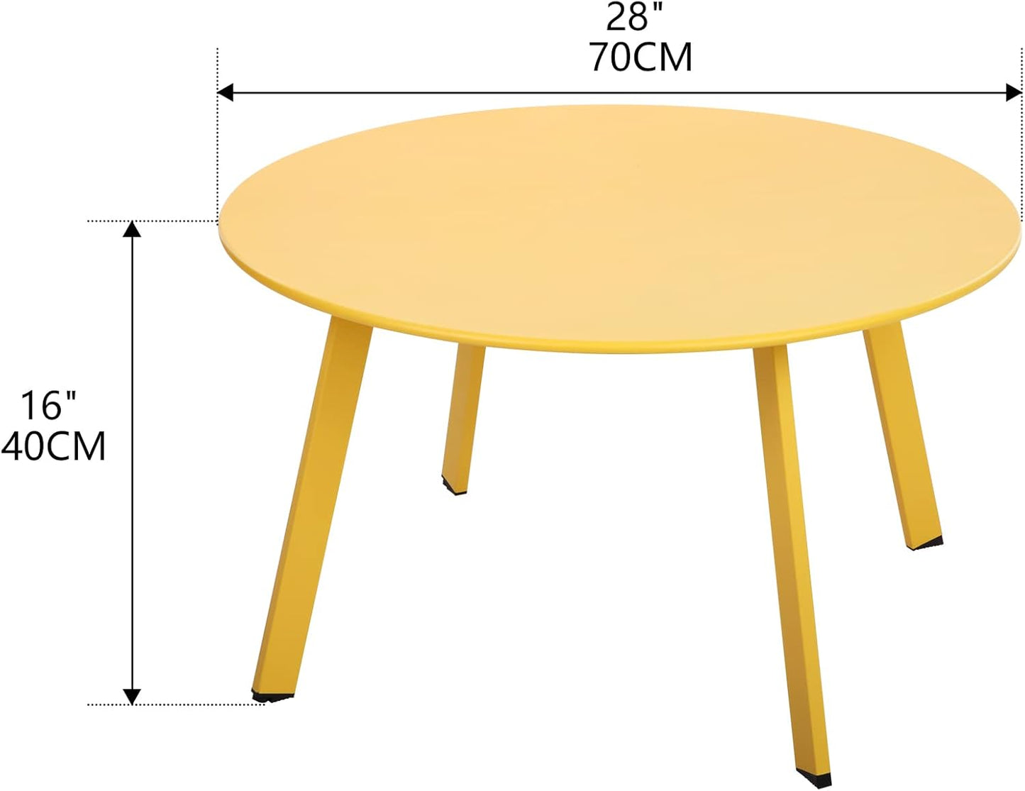 Beistelltisch mit verstellbaren Beinen, Ø 70x40H cm Gelb