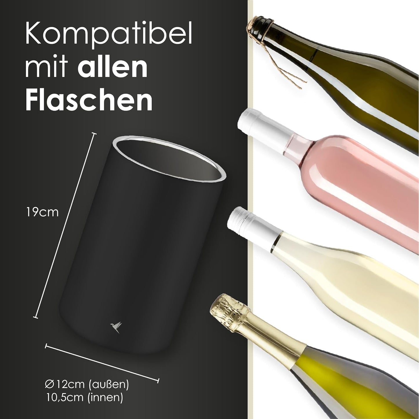 Flaschenkühler aus Edelstahl, Edelstahl schwarz
