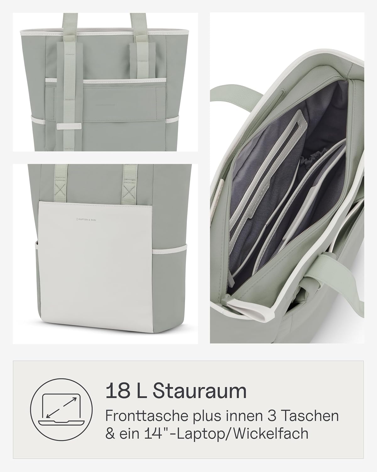 2in1 Wickelrucksack & -tasche, Muted Sage 18 L