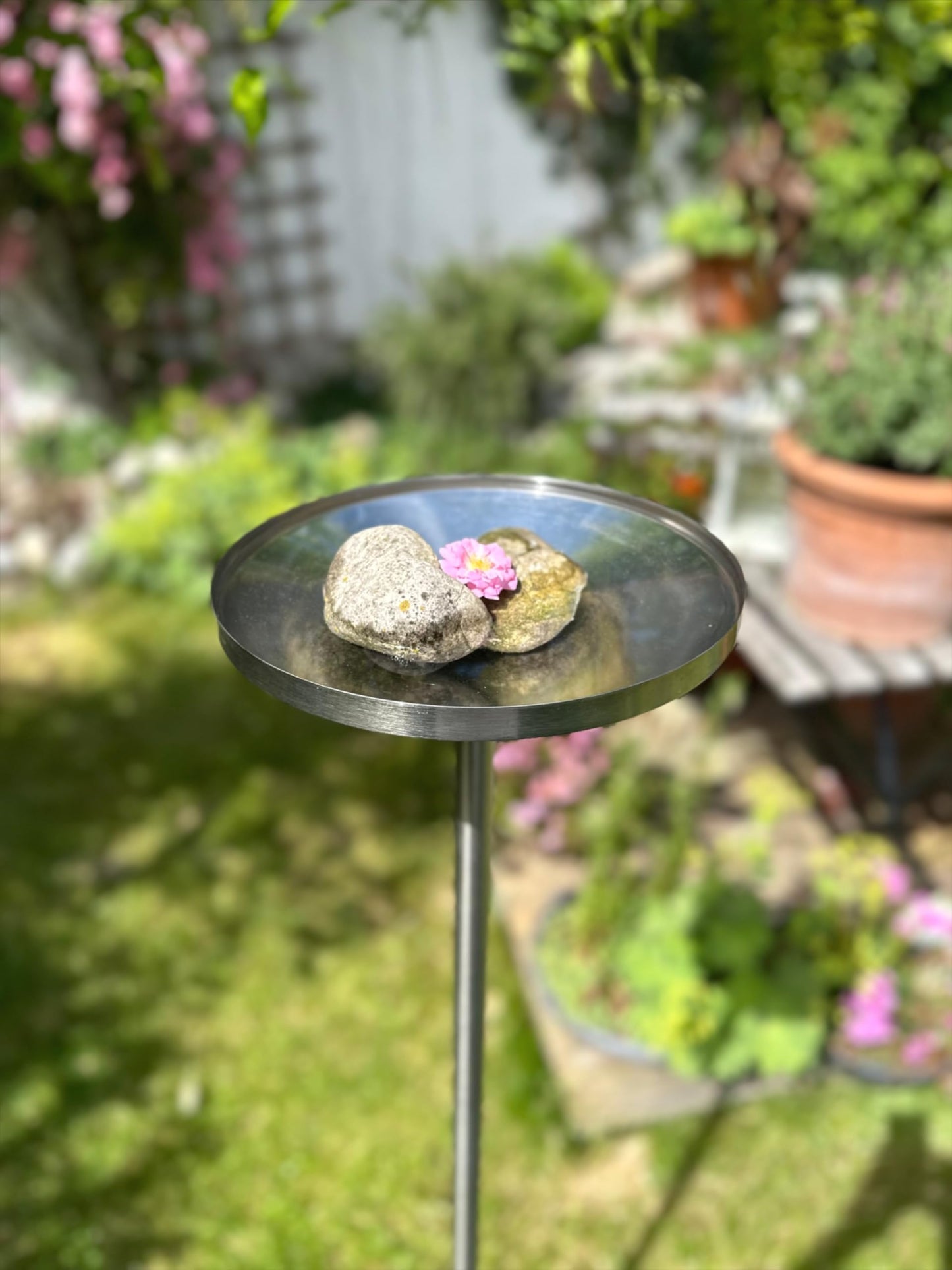Vogeltränke stehend aus Edelstahl, Edelstahl