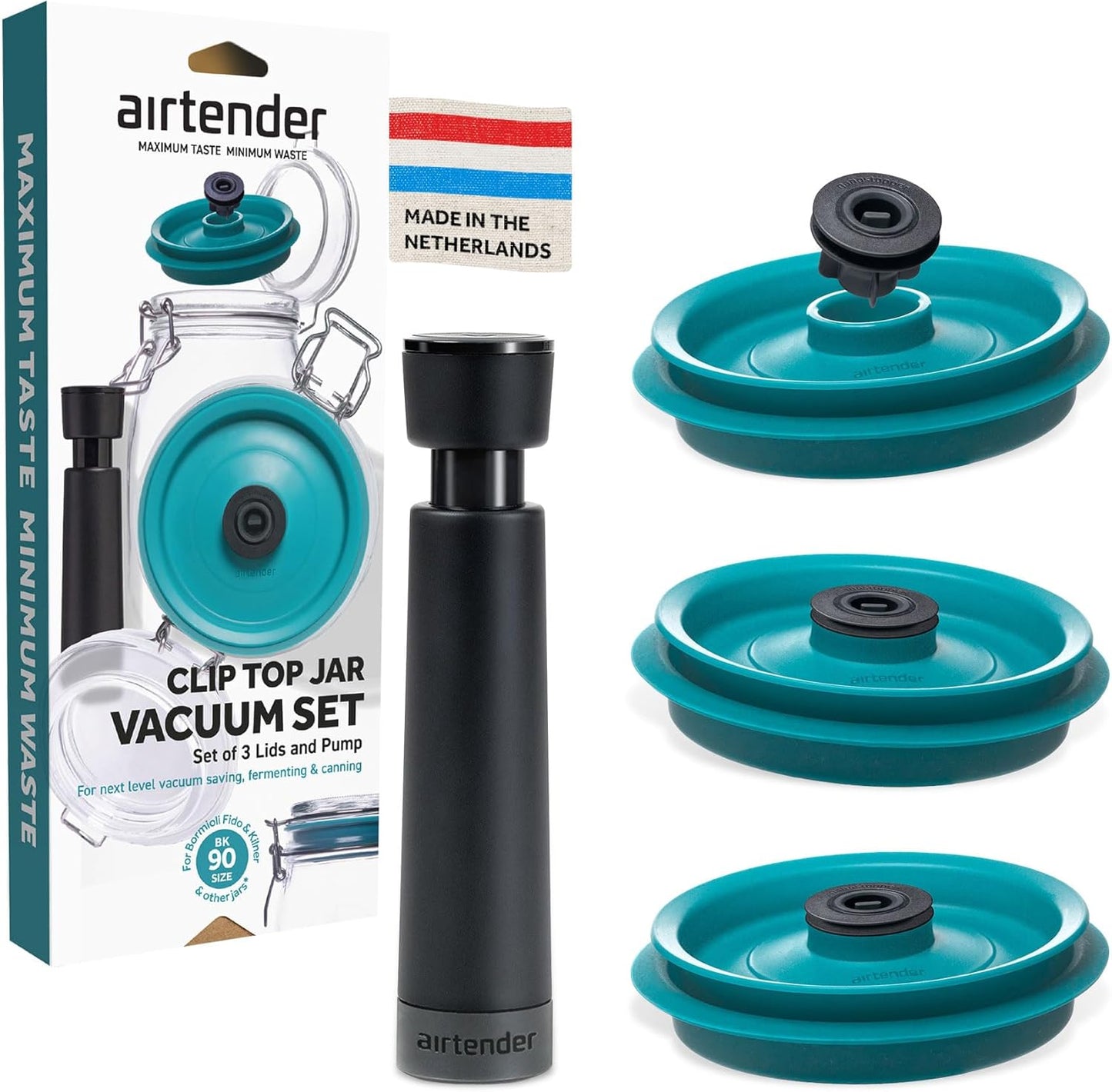 Vakuumdeckel-Set inkl. Pumpe für Einmachgläser, Grün