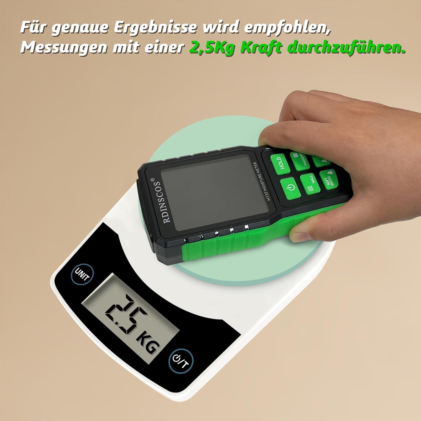 Feuchtigkeitsmessgerät, Pinless-grüner