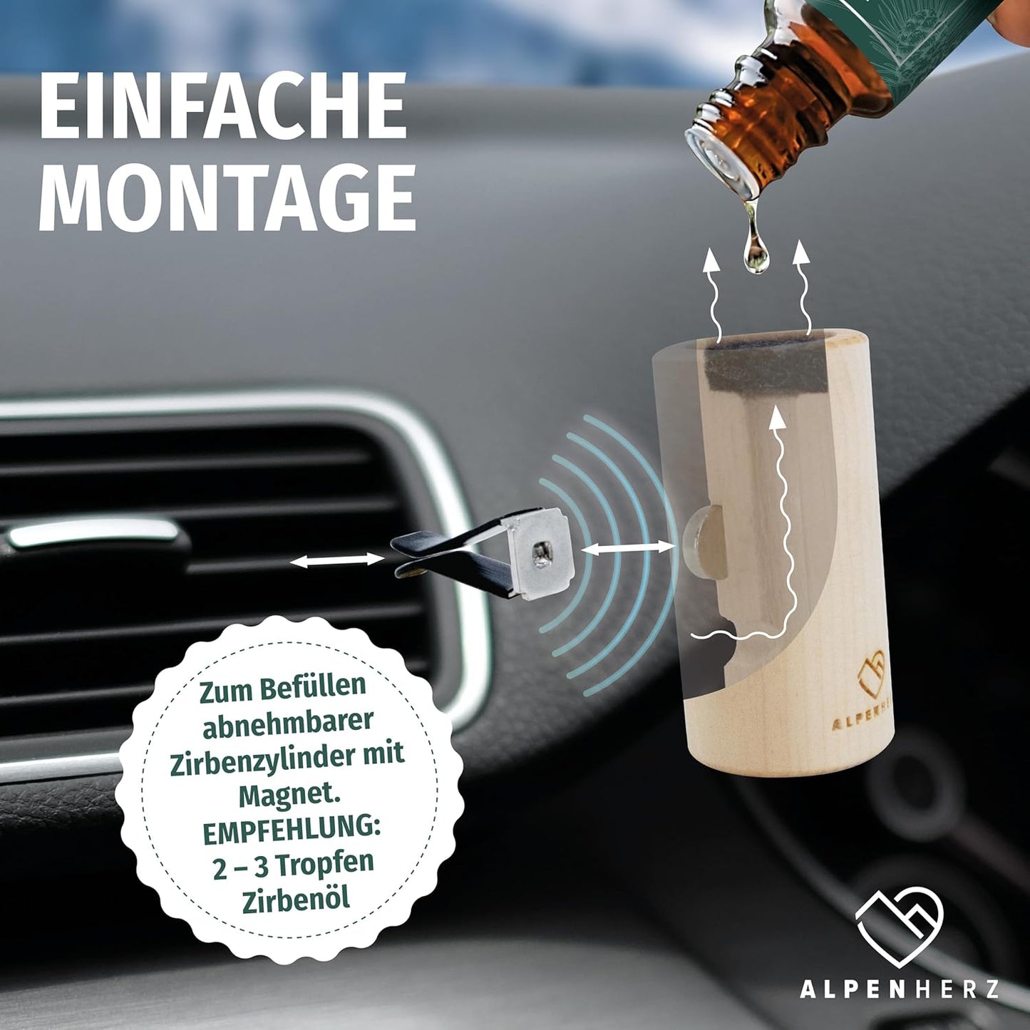 Auto-Lufterfrischer aus Zirbenholz