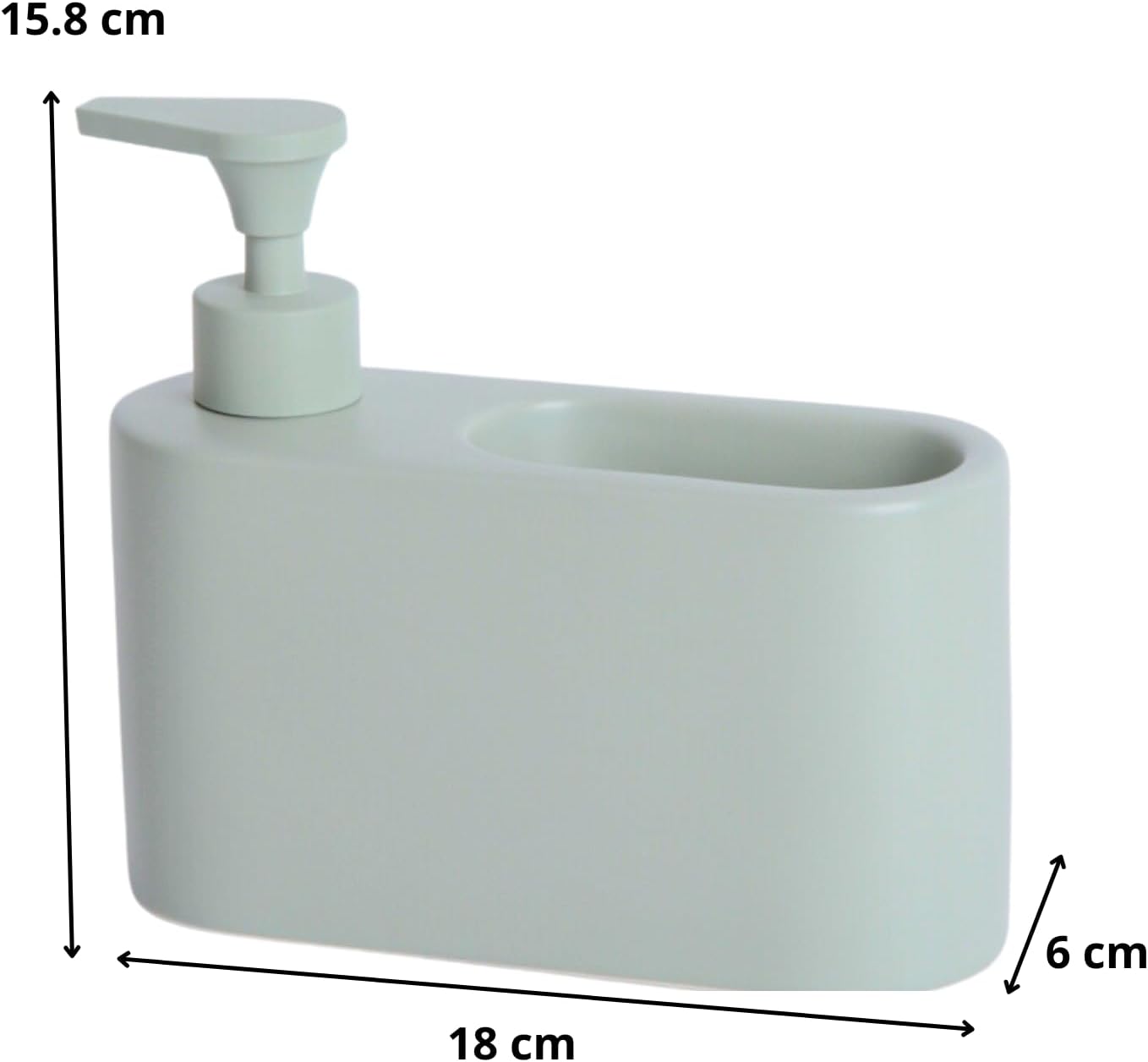 Seifenspender matt 18 x 6 x 15.8 cm, Salbeigrün Matt