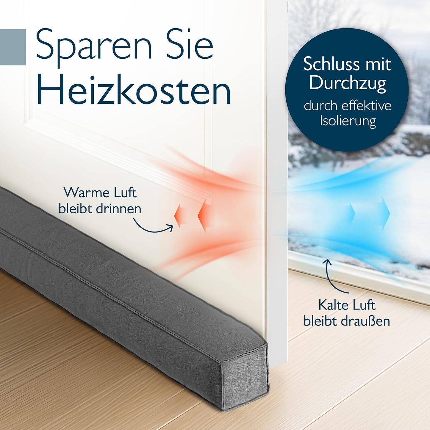 Zugluftstopper für Türen und Fenster (100 cm), Anthrazit 100 cm