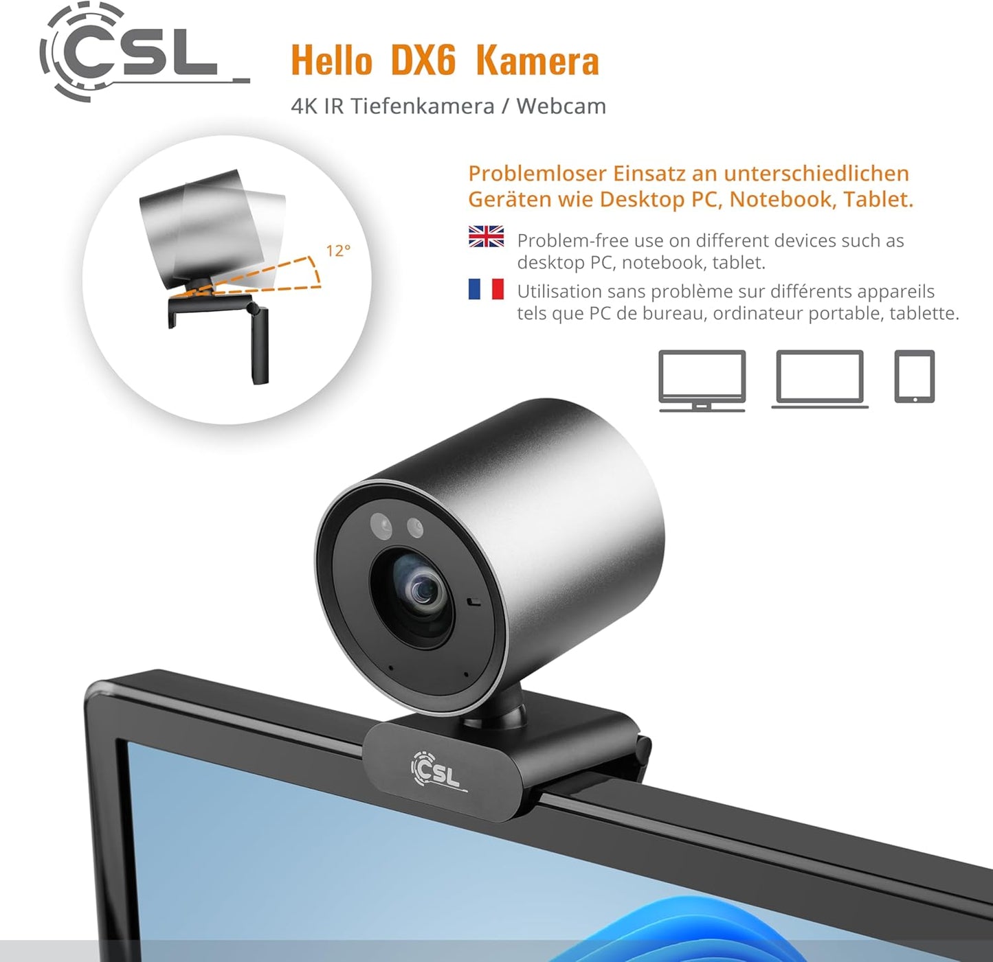 DX6 Webcam mit Infrarot-Tiefenkamera, Hello DX6