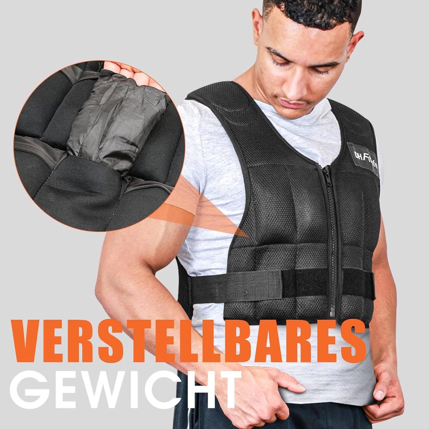 Verstellbare Gewichtsweste, Schwarz-10kg